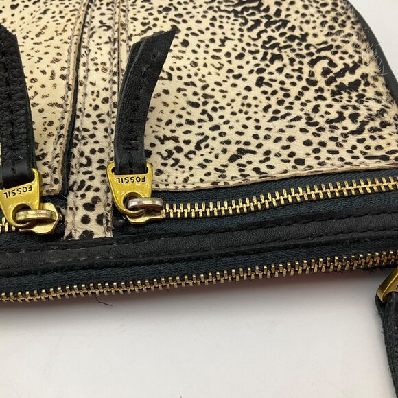 Fossil Crossbody Bag Elise Black Cowhide Animal Print Boho Western - Picture 4 of 15